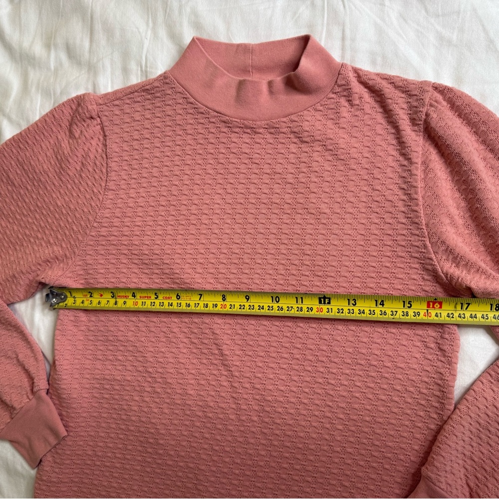 J.Crew Textured Mock Neck Waffle Knit Top Small Pink Blush Cotton Blend Pullover - Picture 11 of 11